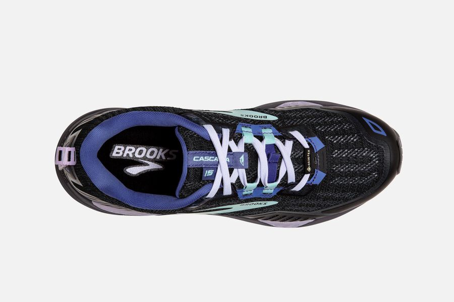 Brooks Israel Cascadia 15 GTX Trail Running Shoes Womens - Black/Blue - DFI-269731